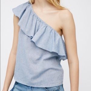 Free People Ella One Shoulder Ruffle Top